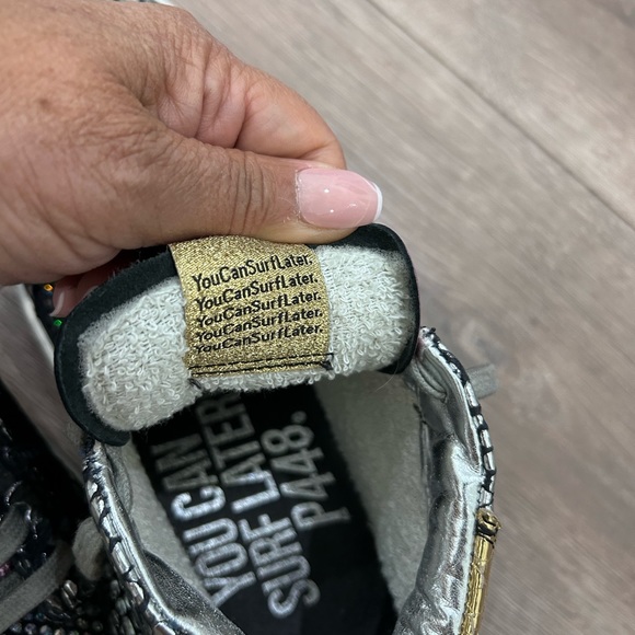 💰PRICE⬇️P448 • Queens Mid-top Sneakers In Croco Leather & Glitter Mesh • 37/7 - Picture 7 of 7